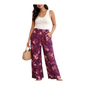 Knot Sisters Lannie‎ Wide Leg Tropical Print Pants | Boho Floral High Rise (NWT)